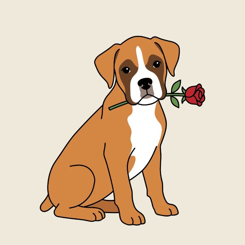 Petit chien boxer mignon Valentine Rose chiot propriétaire
