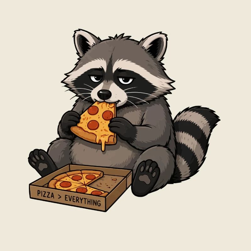 Waschbär nascht Pizza