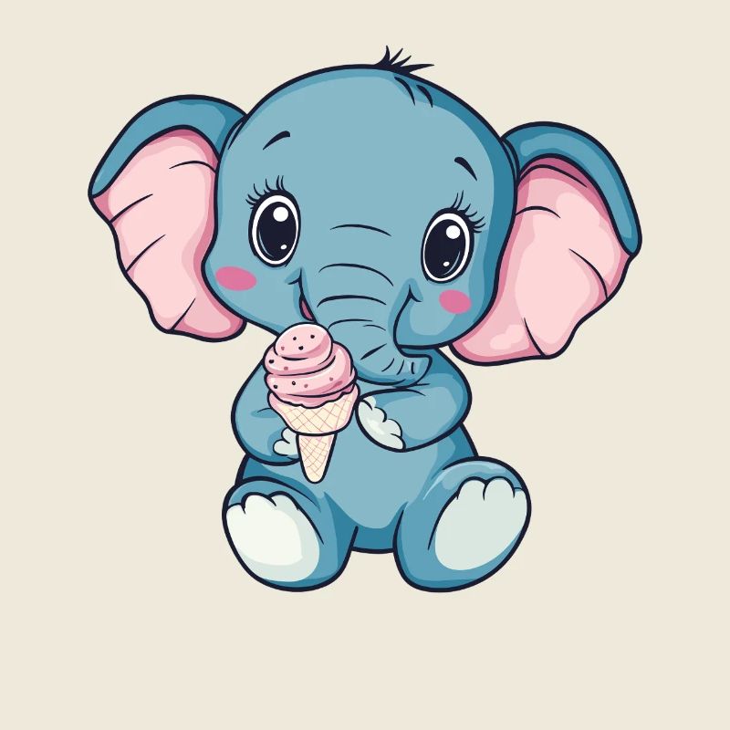 Illustration de crème glacée éléphant câline