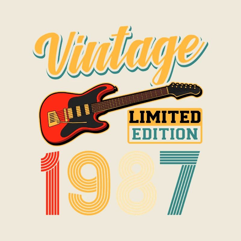 Vintage 1987 Guitar Limited Edition Tee Design
