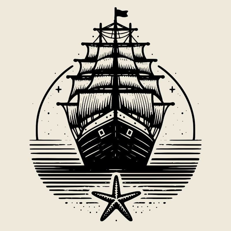Silhouette de navire à voile Vintage Sea