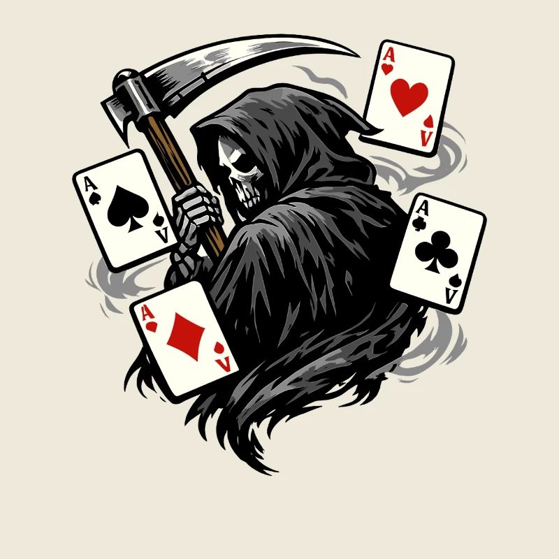 Grim Reaper Poker Player Dark Fantasy Motif