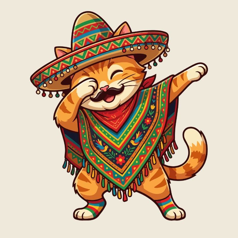 Poncho Cinco de Mayo funny Mexican Cat Dab