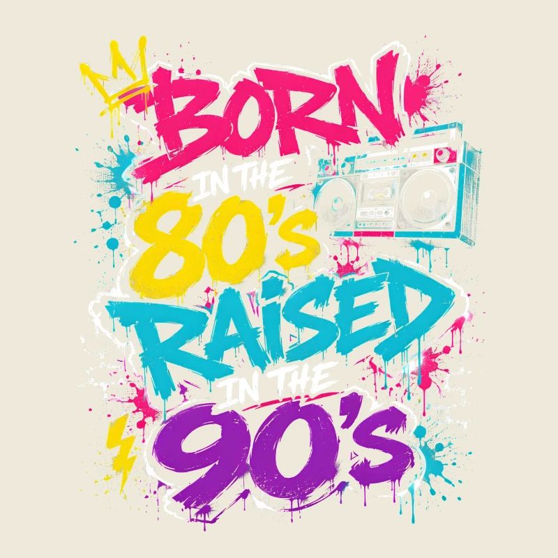 80s Boombox Neon Graffiti