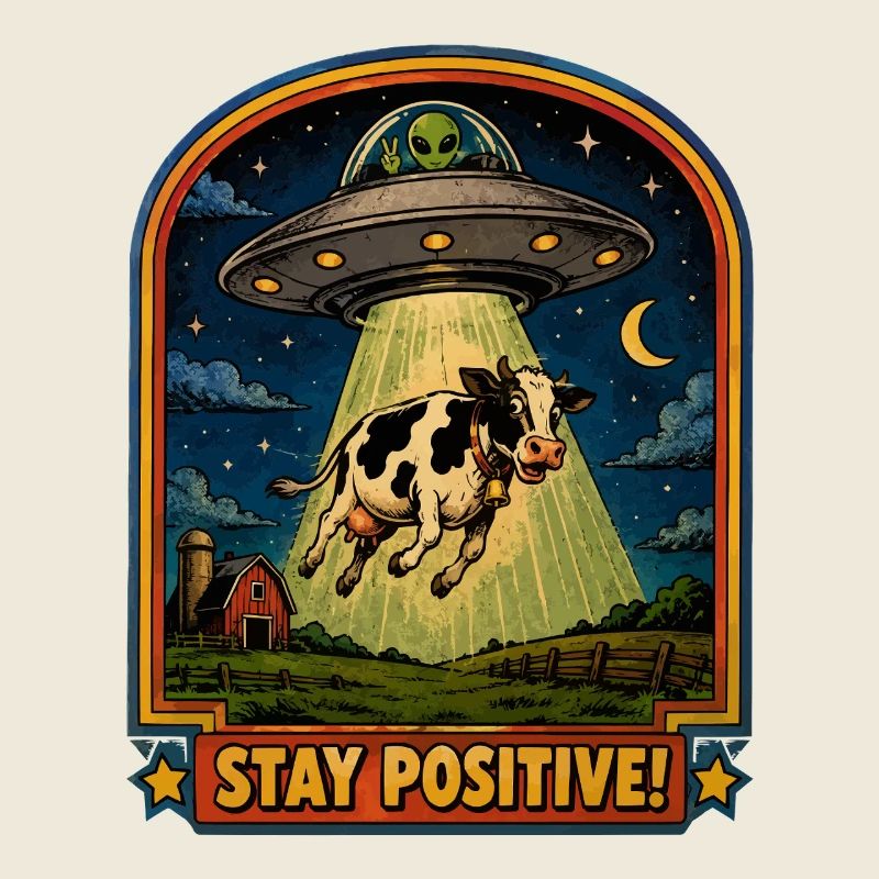 Cow in UFO light beam