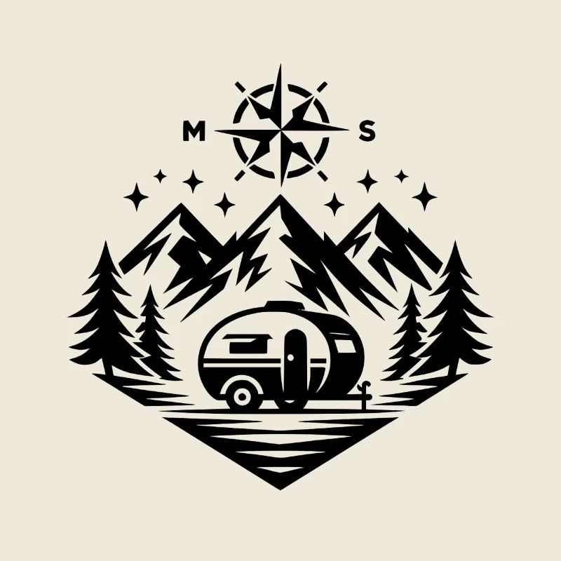 Camping Compass Mountains