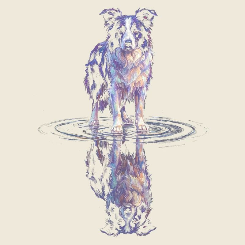Border Collie Wasserreflexion