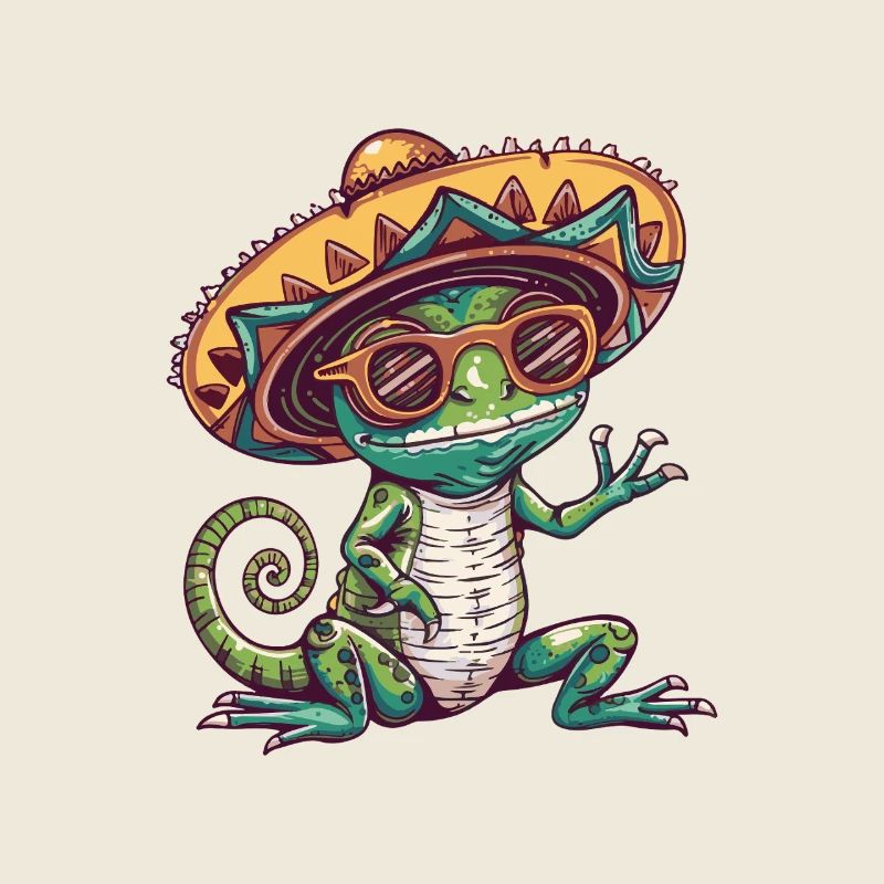 Chameleon Funny Sombrero