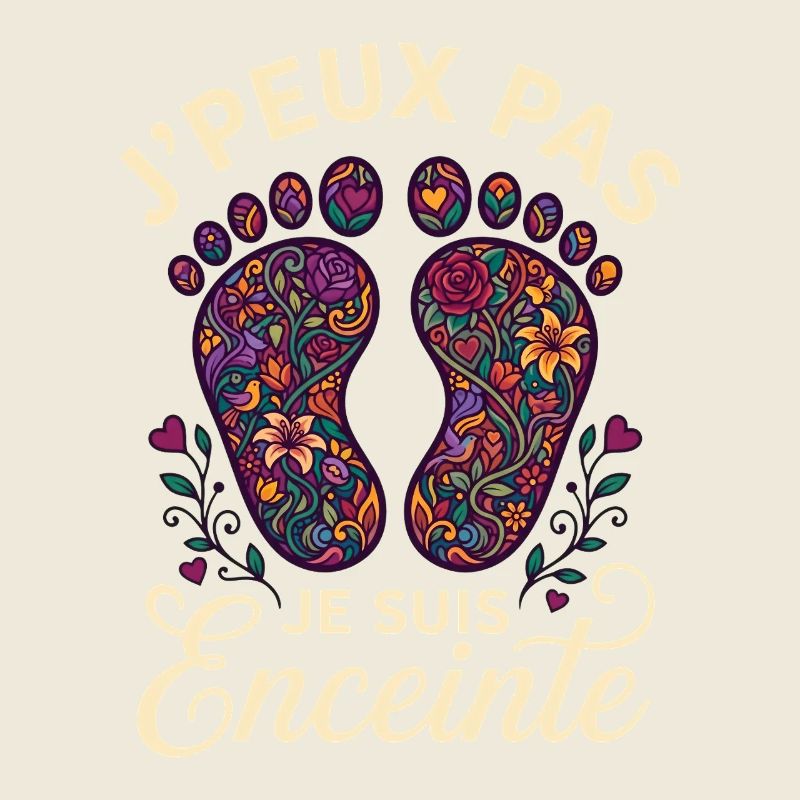 J'peux pas je suis enceinte pieds bébé fleurs