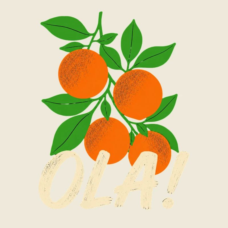 Salutations de Noël des plantes d’orange rétro d’Olá