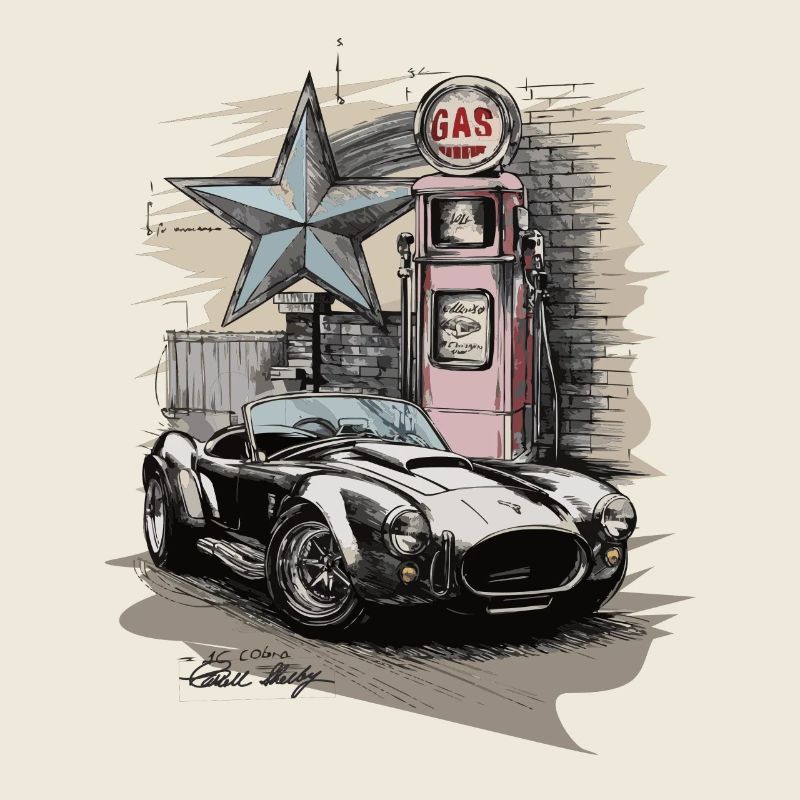 Retro AC Cobra mit 50s Zapfsäule - Geschenk
