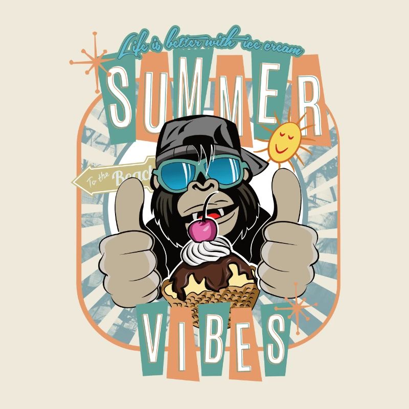 Gorilla Affe Sommer Eiscreme Sommer Vibes