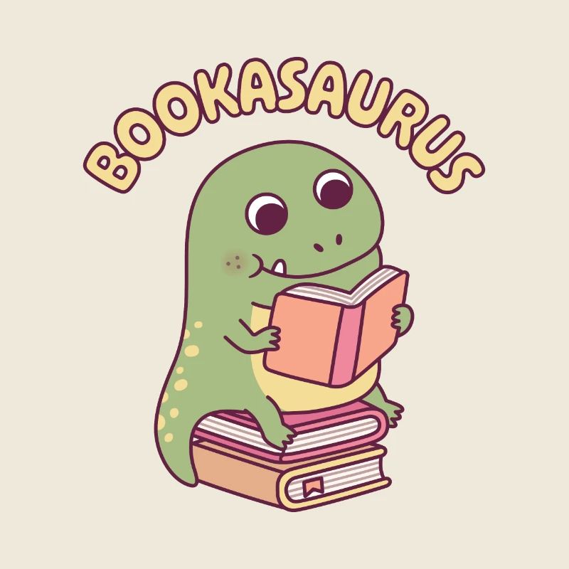 Mignon T-rex dinosaure lisant un livre Bookasaurus