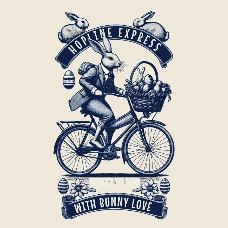 Oeufs de panier de vélo lapin rétro de Pâques