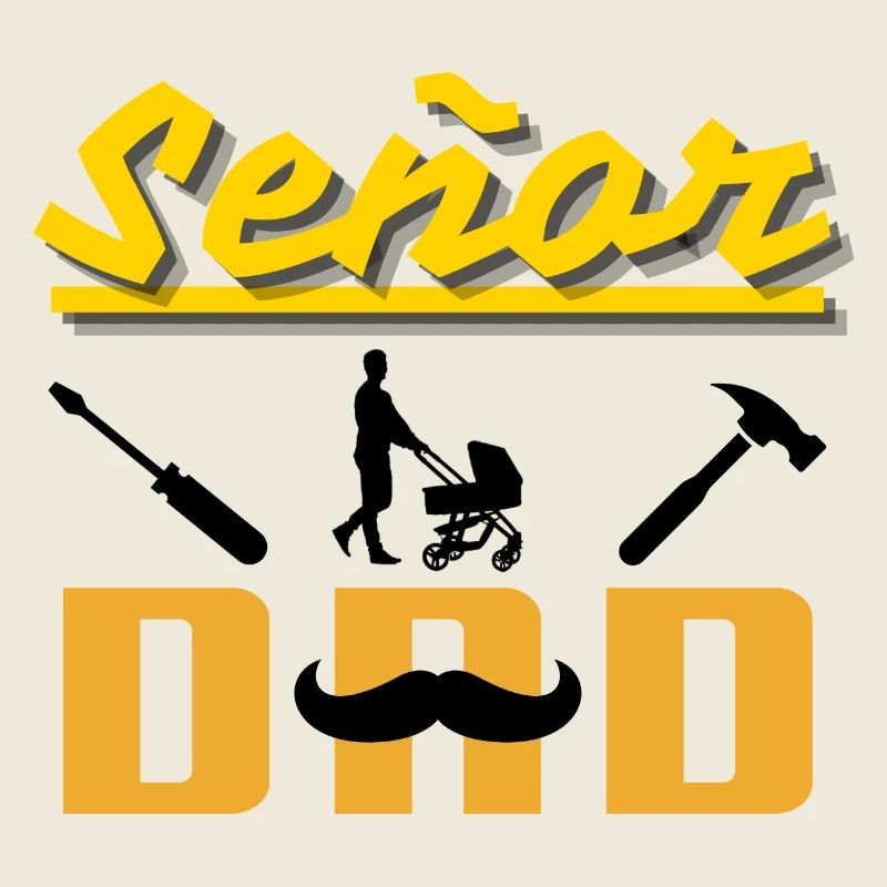 Señor papa père avec poussette moustache