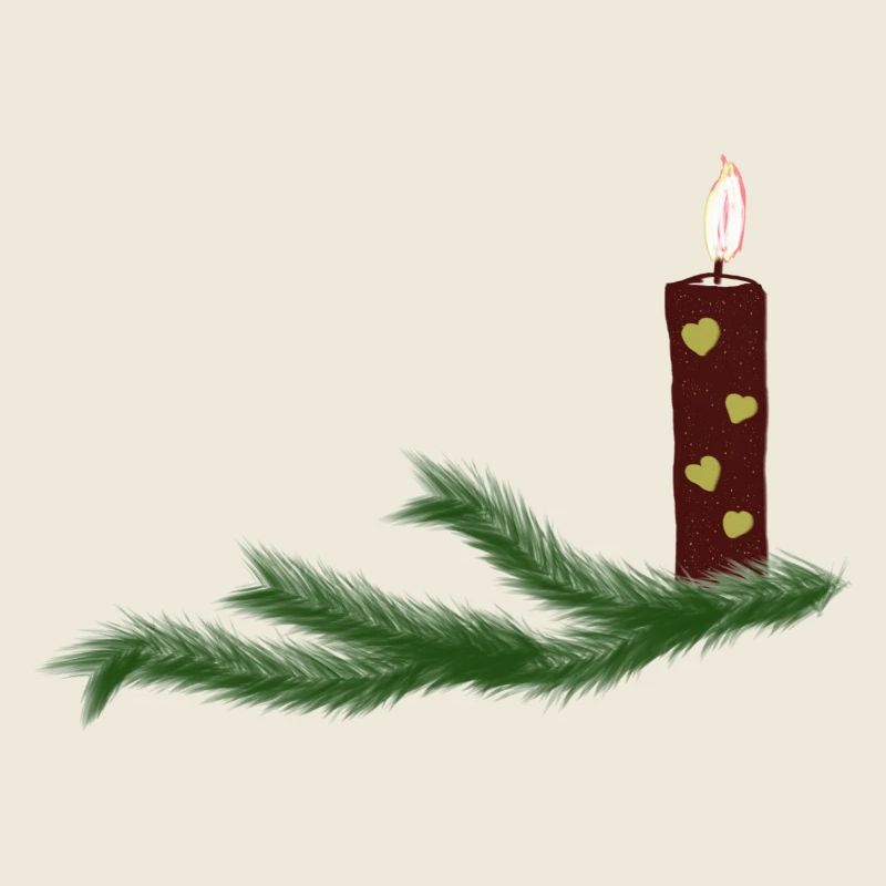 Bougie de Noël festive aux branches de sapin