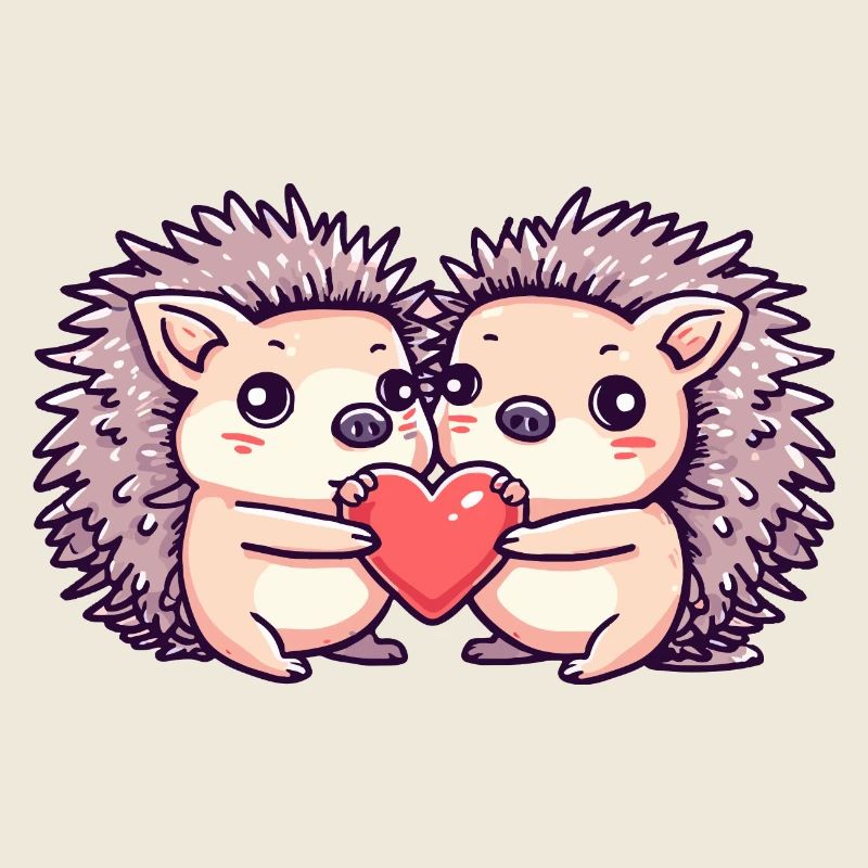 Couple Hérisson Amoureux Animal Saint Valentin