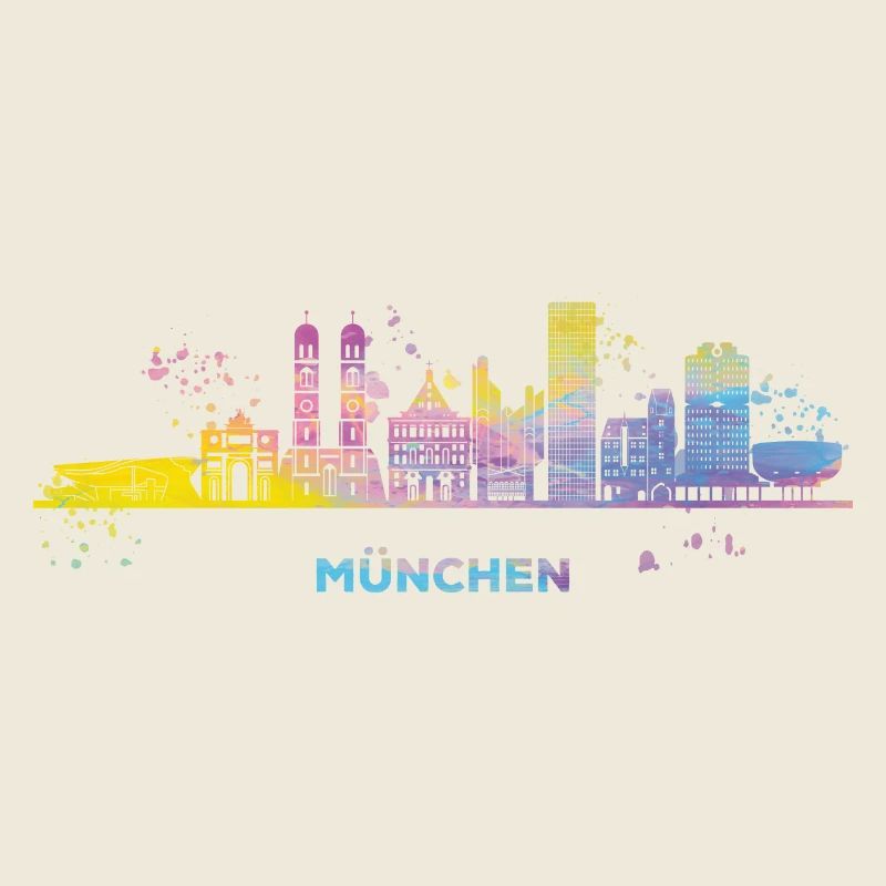 Münchener Skyline Bunt Stadtbild München