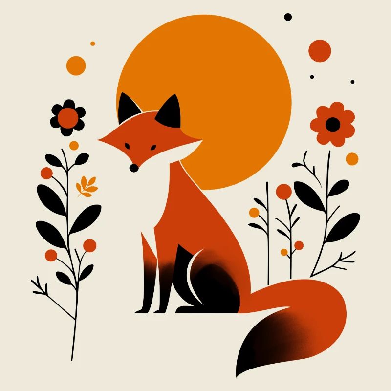 Retro Fuchs mit Blumen