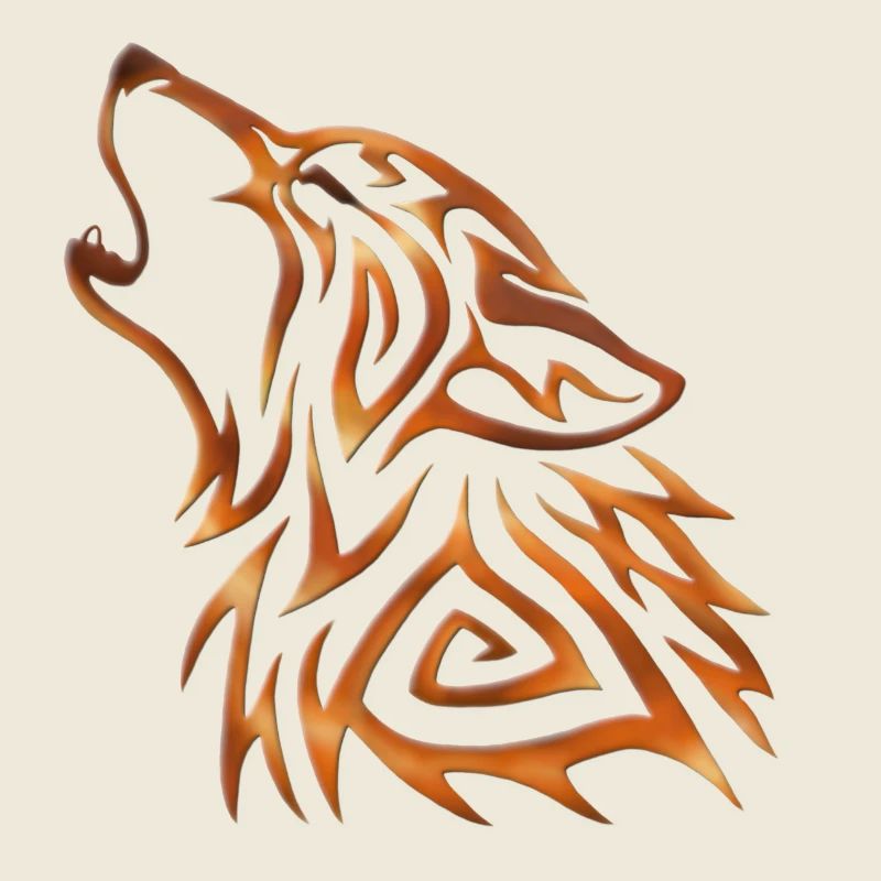 Tribal Wolf Howl Copper Flame