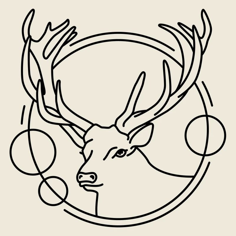 Deer in Geometric Shape - Line Art Design