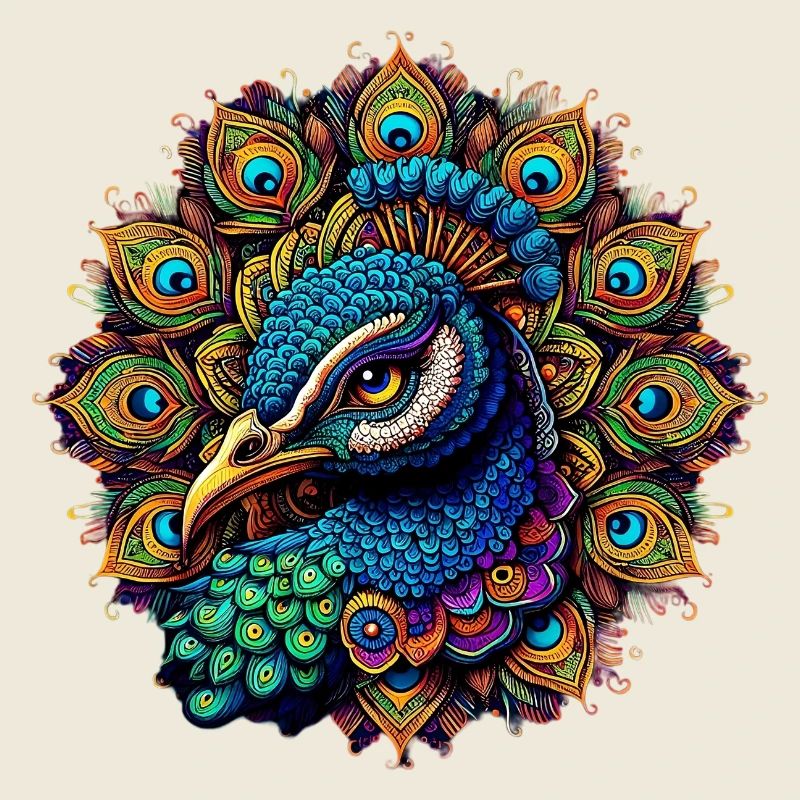 Paon décoré de Mandalas