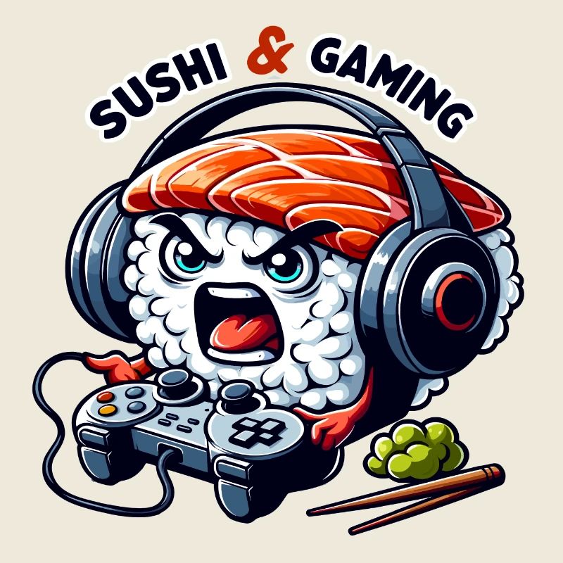 Sushi playing video games