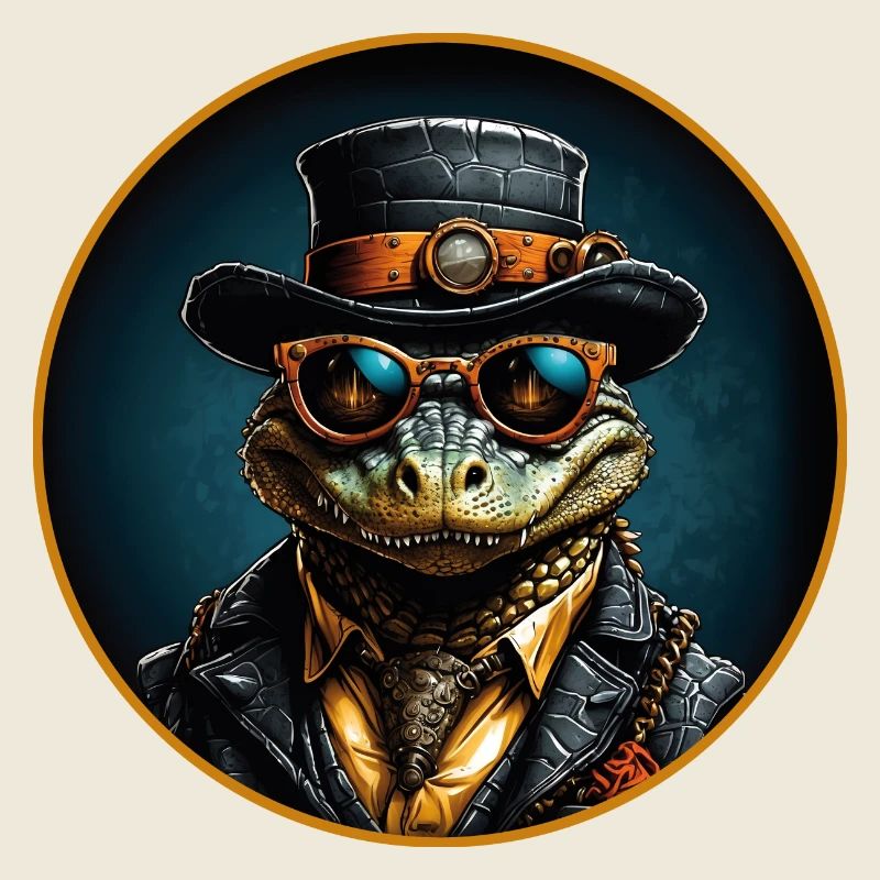 Cool alligator with hat, sunglasses and suit
