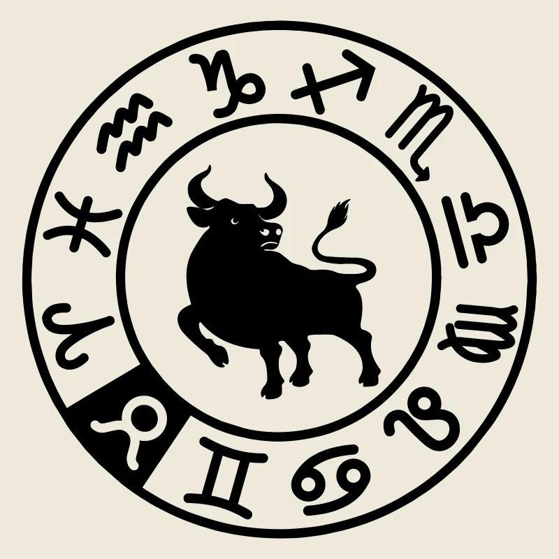 Taurus zodiac sign in circle of twelve signs
