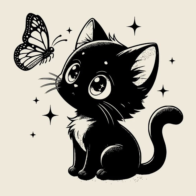 Chat avec papillon