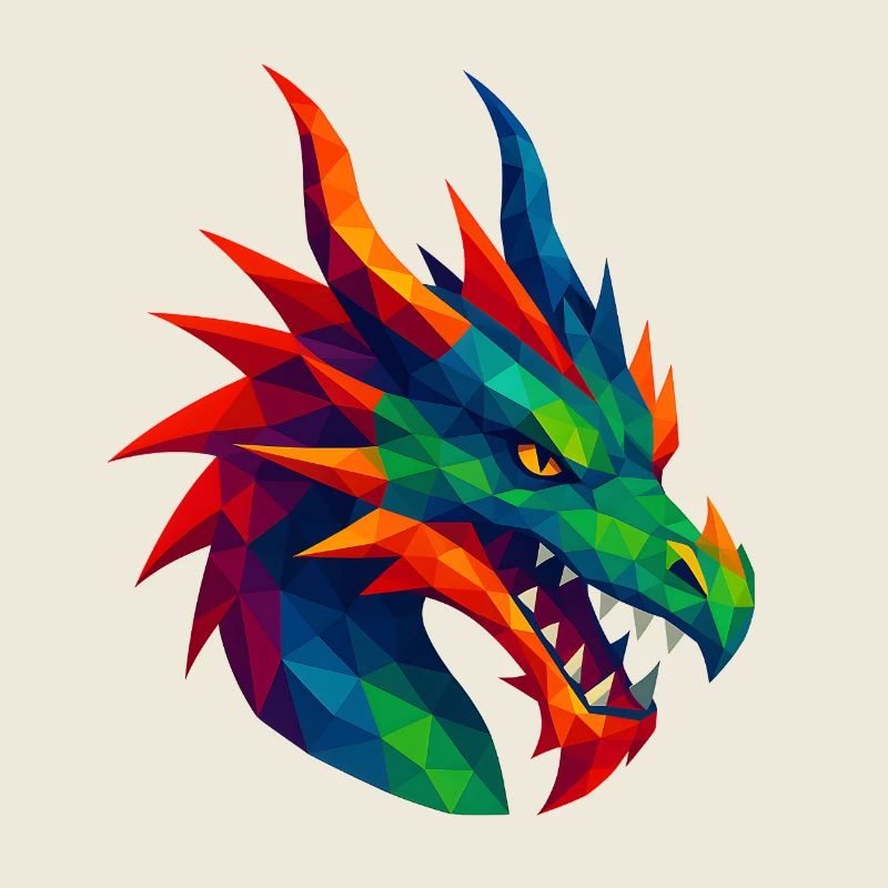 WPAP Style Animals - Dragon