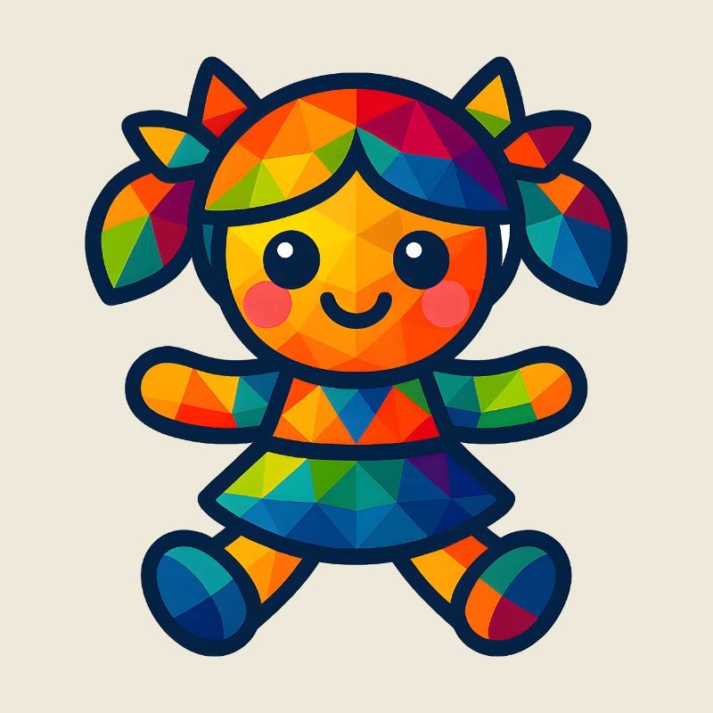 WPAP Polygon Kawaii Style Baby Doll