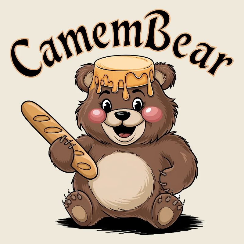 Bear with honey and baguette