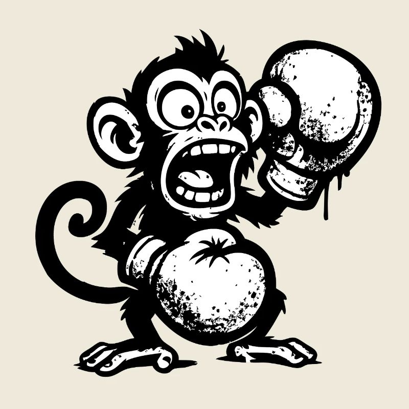 Cartoon Affe mit Frucht und Skull