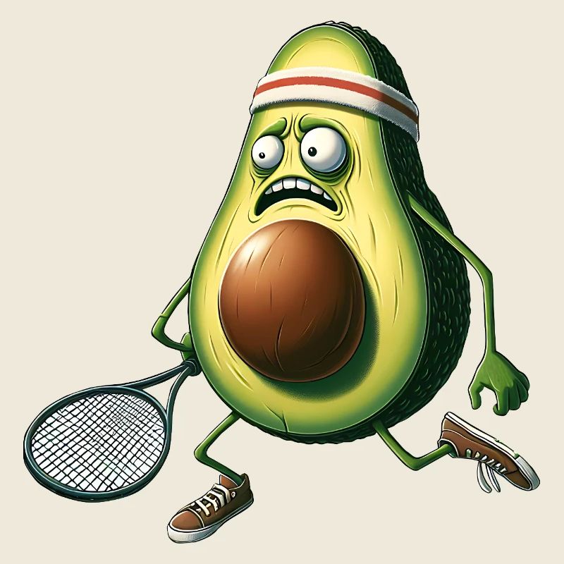 Lustige Avocado Beim Tennis Mit Schlaeger