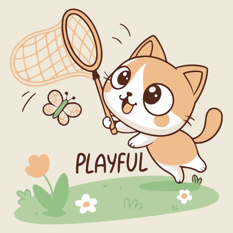 Playable kitten and butterfly