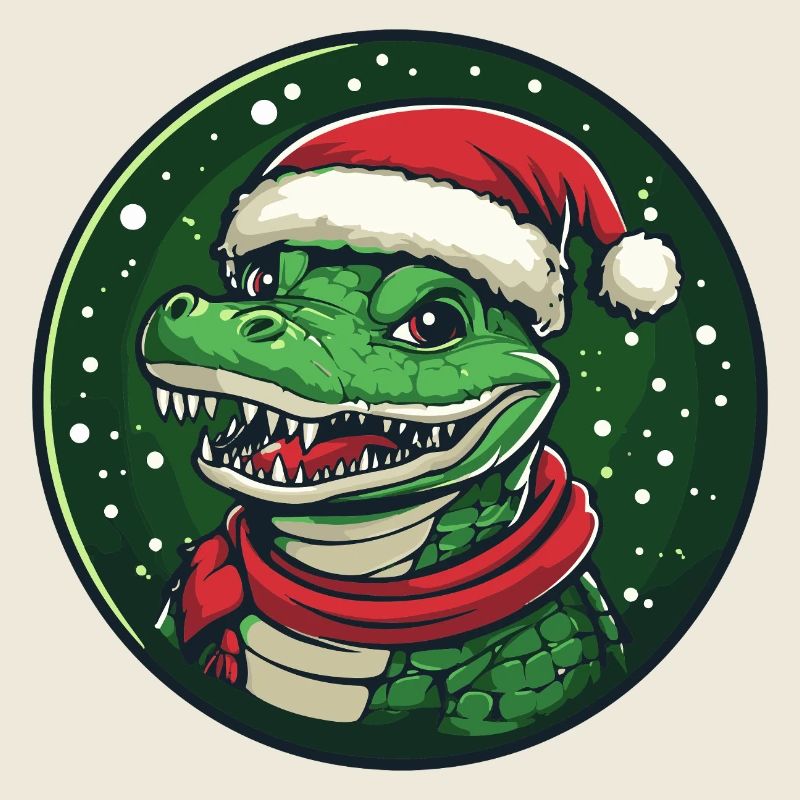 Alligator avec le chapeau de Père Noël