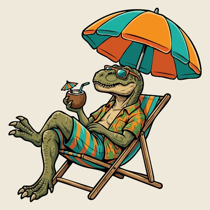 Dinosaure de plage au look tropical