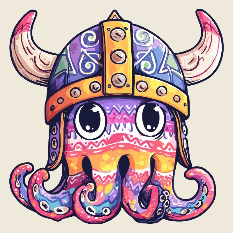Viking Tentacle Helmet Colored Design