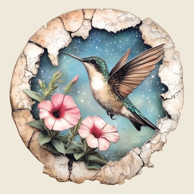 Kolibri mit Blüten