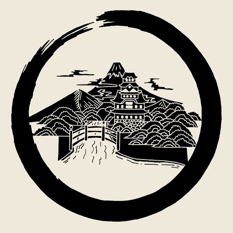 Paysage japonais noir