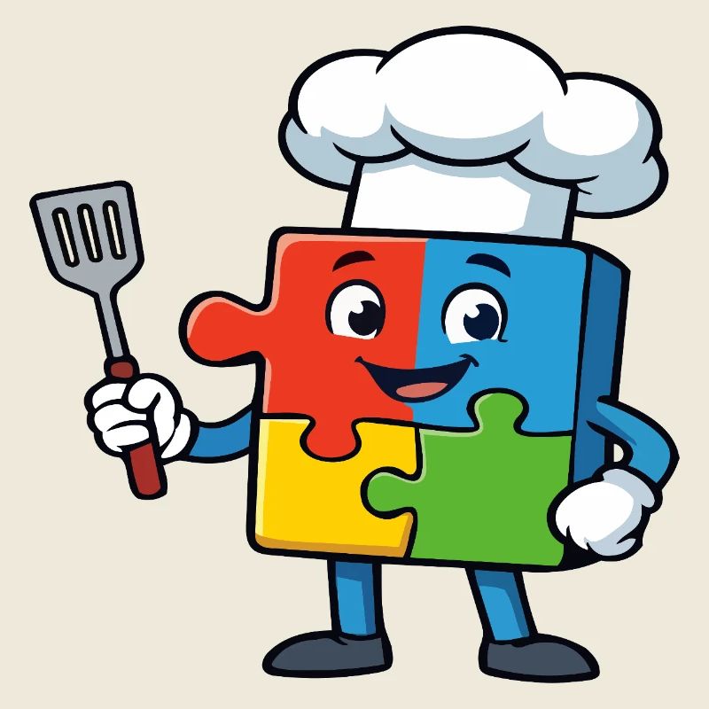 Puzzle Piece Chef Maskottchen