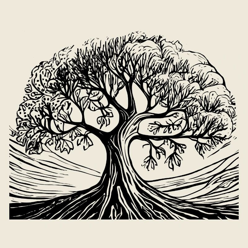 Bonsai forest tree black white