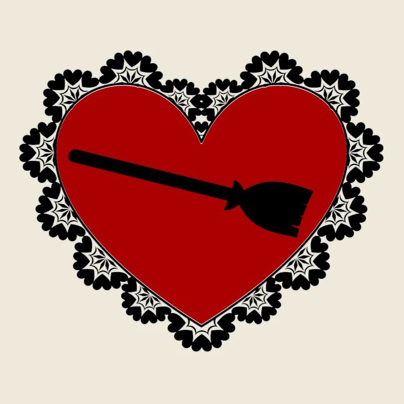 Balai coeur élégant avec bordure en dentelle