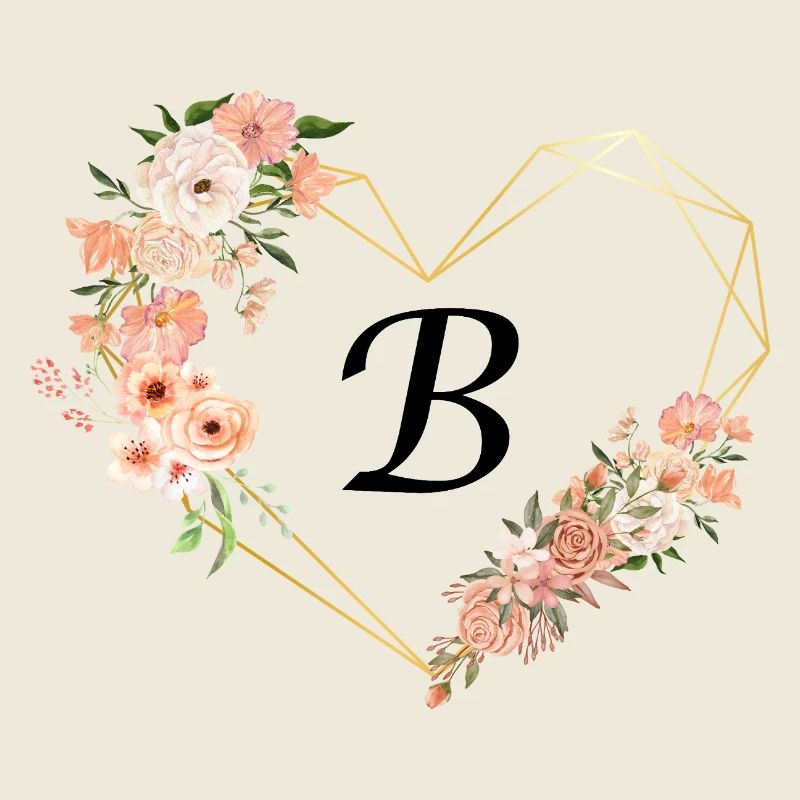 Buchstabe b florales goldenes Herz