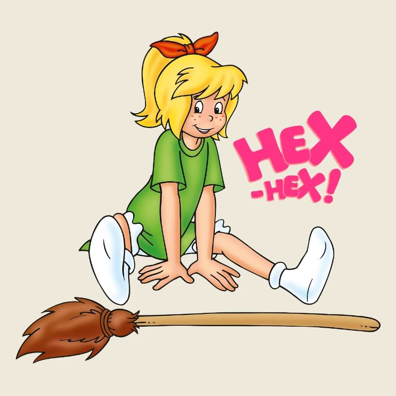 Bibi Blocksberg assise avec de la purée de pommes de terre HEX-HEX !