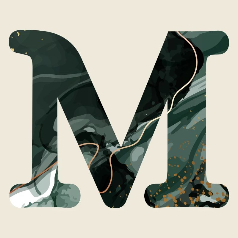Grün marmorierter Buchstabe m