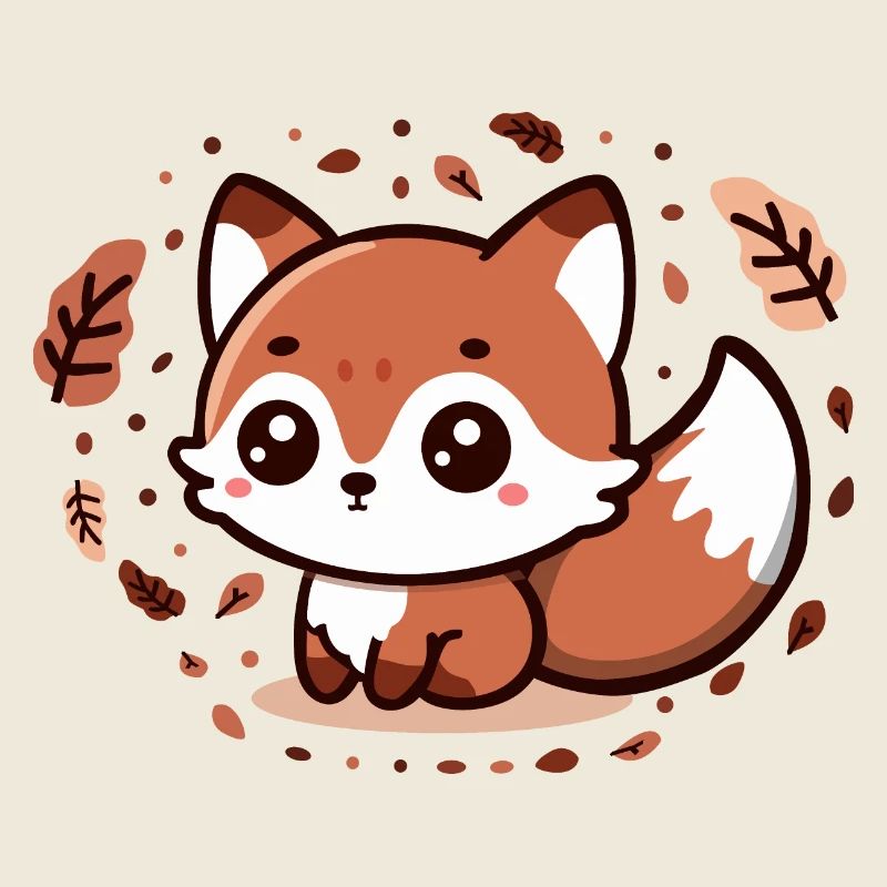 Autumn Charm: Chibi Fox with Fluffy Tail
