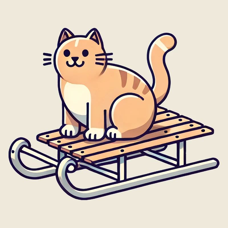 Katze auf Schlitten