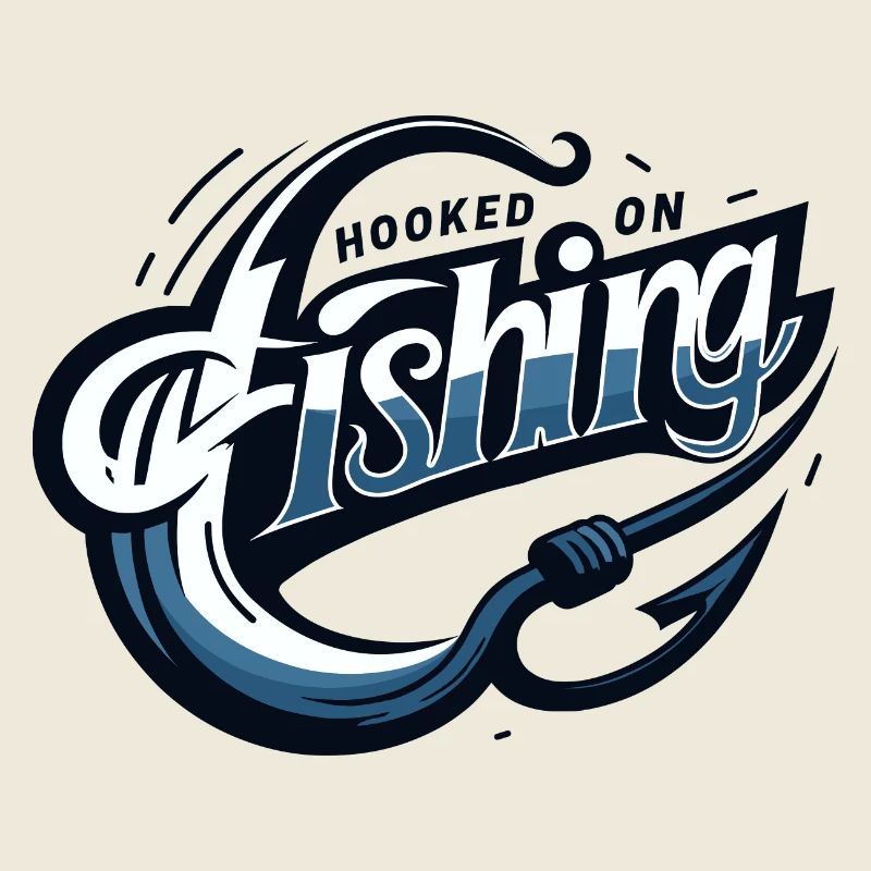 Sleek 'Hooked on Fishing' Modern Graphic Design